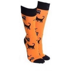 Black Cat Socks - Orange
